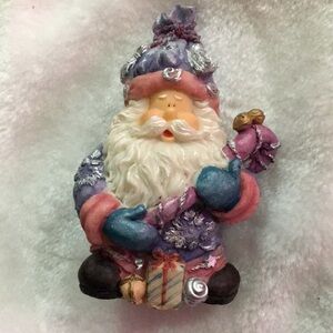 Whimsical Santa Claus Ornament - Purple and Blue